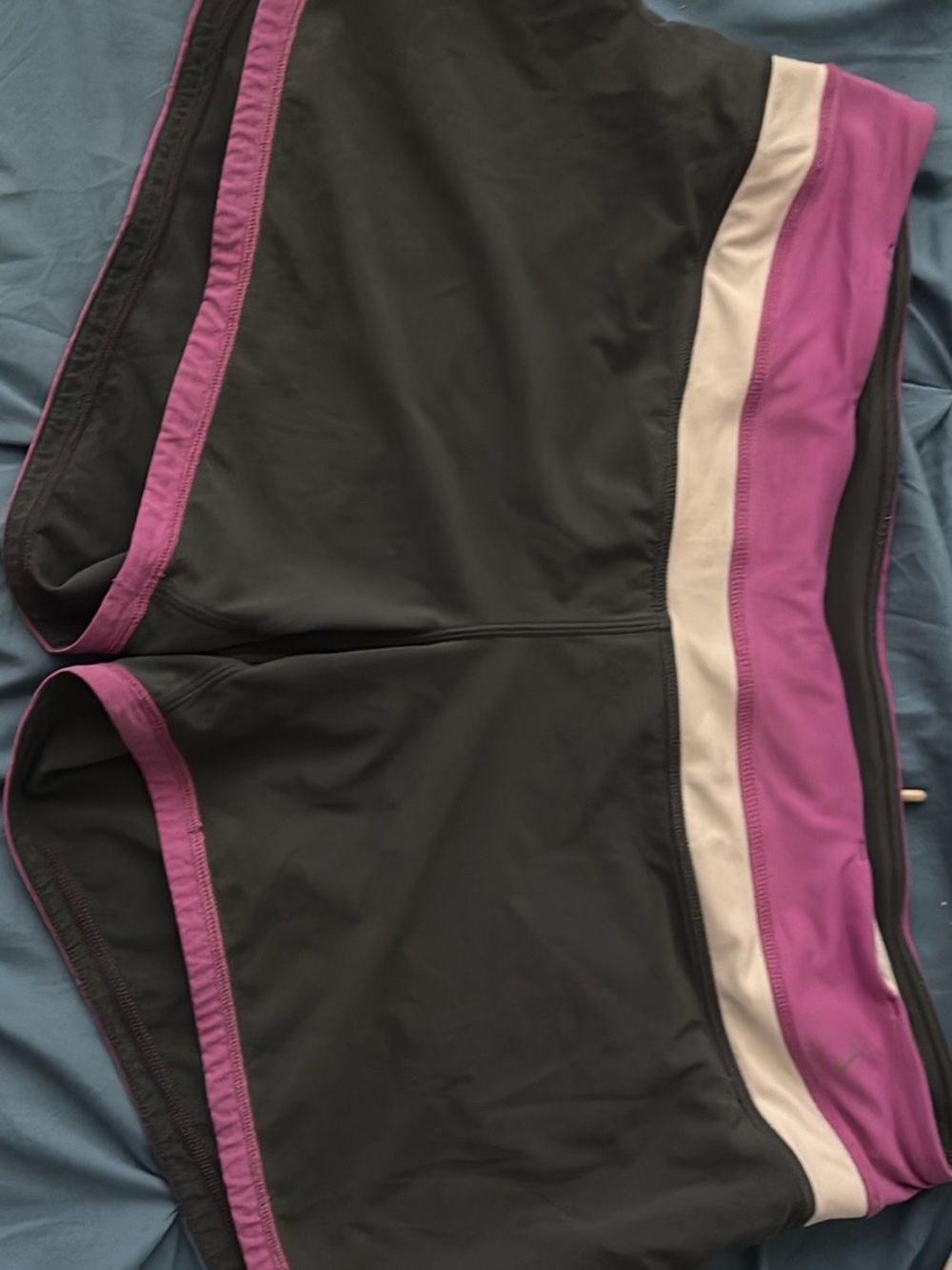 Black and Magenta Women's Active Shorts with White Stripe - Lululemon size 10